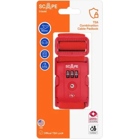 Scape Travel Correa para maleta con combinación E0121 roja